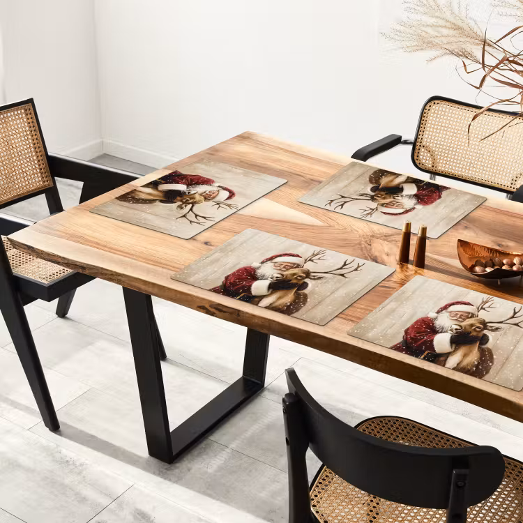Kerstman - Rendier - Sneeuw - Kleurrijk Placemat vinyl groot -zzsfeer4_Kitchenyeah-website