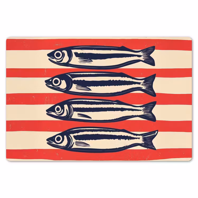 Sardines - Rood en beige strepen Placemat vinyl groot -zzsfeer1_Kitchenyeah-website