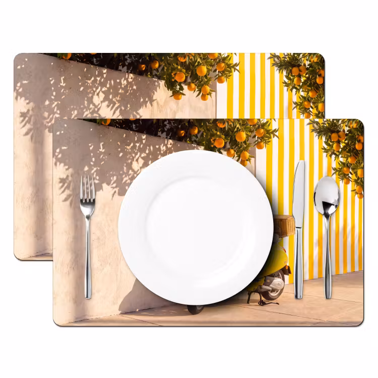 Scooter - Natuur - Zomer - Geel - Mediterraan Placemat vinyl groot -zzsfeer2_Kitchenyeah-website