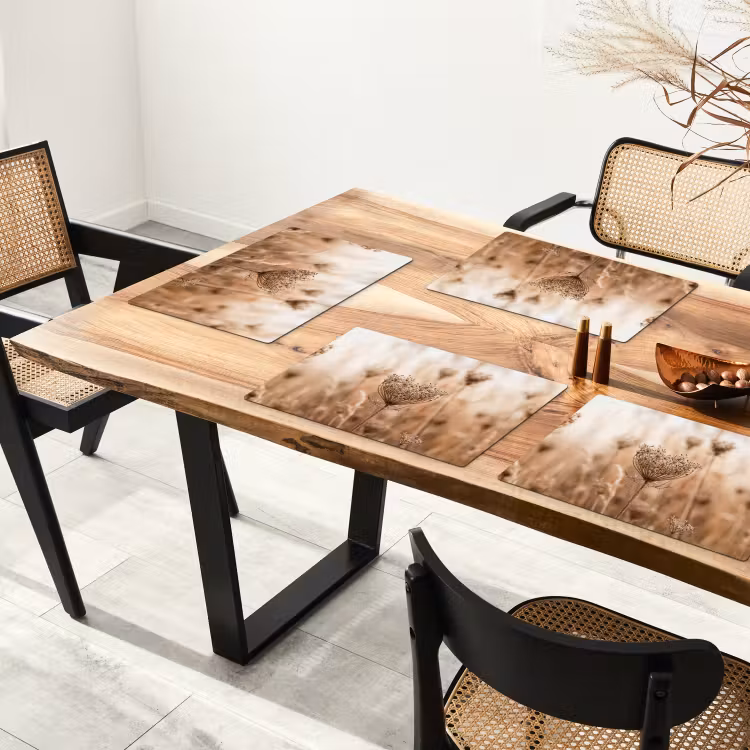 Schermbloem - Droogbloem - Winter - Beige - Minimalistisch Placemat vinyl groot -zzsfeer4_Kitchenyeah-website