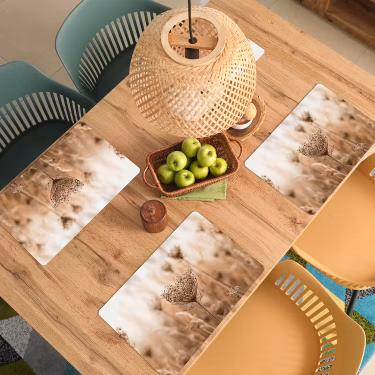 Schermbloem - Droogbloem - Winter - Beige - Minimalistisch Placemat vinyl groot -zzsfeer5_Kitchenyeah-website