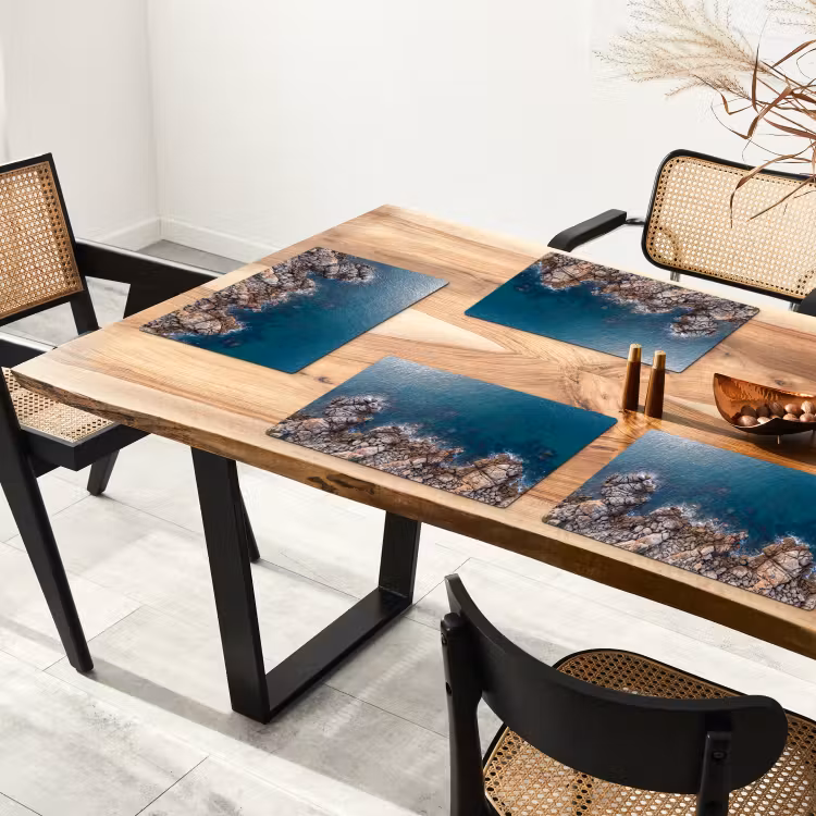 Zee - Kustlijn - Natuur - Abstract - Blauw Placemat vinyl groot -zzsfeer4_Kitchenyeah-website