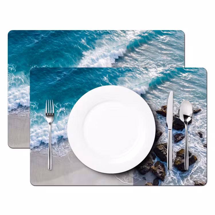 Zee - Golf - Strand - Natuur - Blauw Placemat vinyl groot -zzsfeer2_Kitchenyeah-website