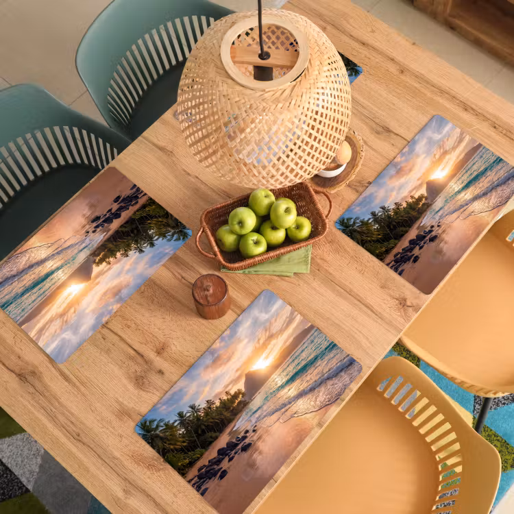 Zee - Berg - Landschap - Tropisch - Goud Placemat vinyl groot -zzsfeer5_Kitchenyeah-website
