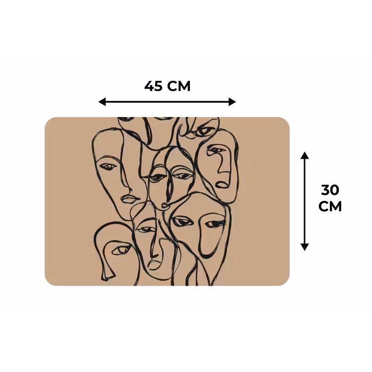 Gezichtenzee - Lijntekening - Abstract Placemat vinyl groot -specs