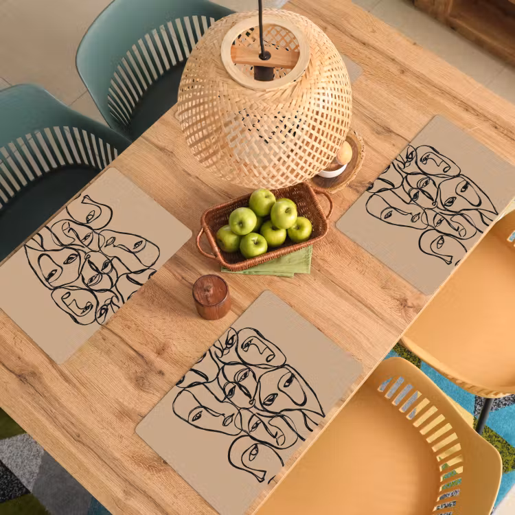 Gezichtenzee - Lijntekening - Abstract Placemat vinyl groot -zzsfeer5_Kitchenyeah-website