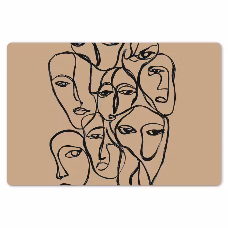 Gezichtenzee - Lijntekening - Abstract Placemat vinyl groot -zzsfeer1_Kitchenyeah-website