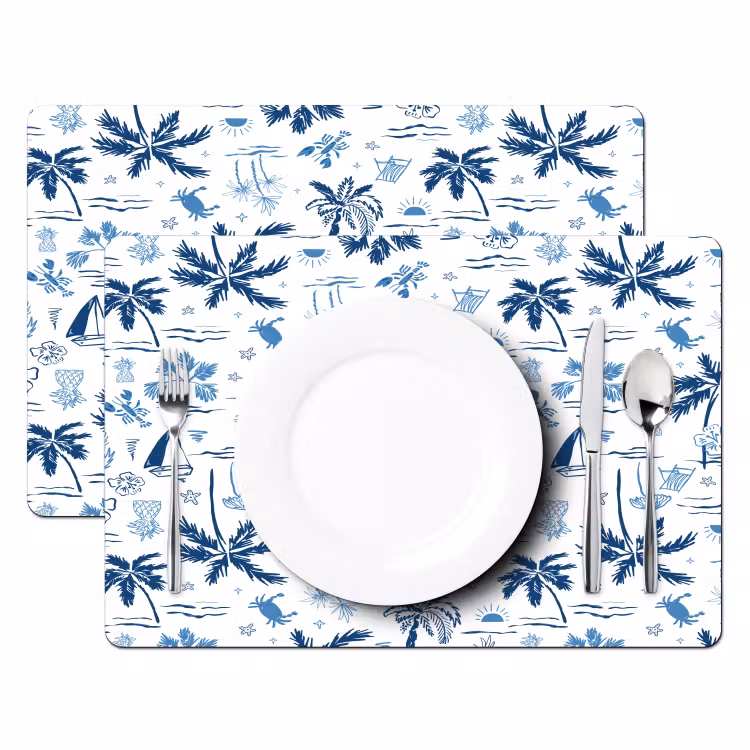 Zee - Strand - Blauw - Wit Placemat vinyl groot 368 -zzsfeer2_Kitchenyeah-website