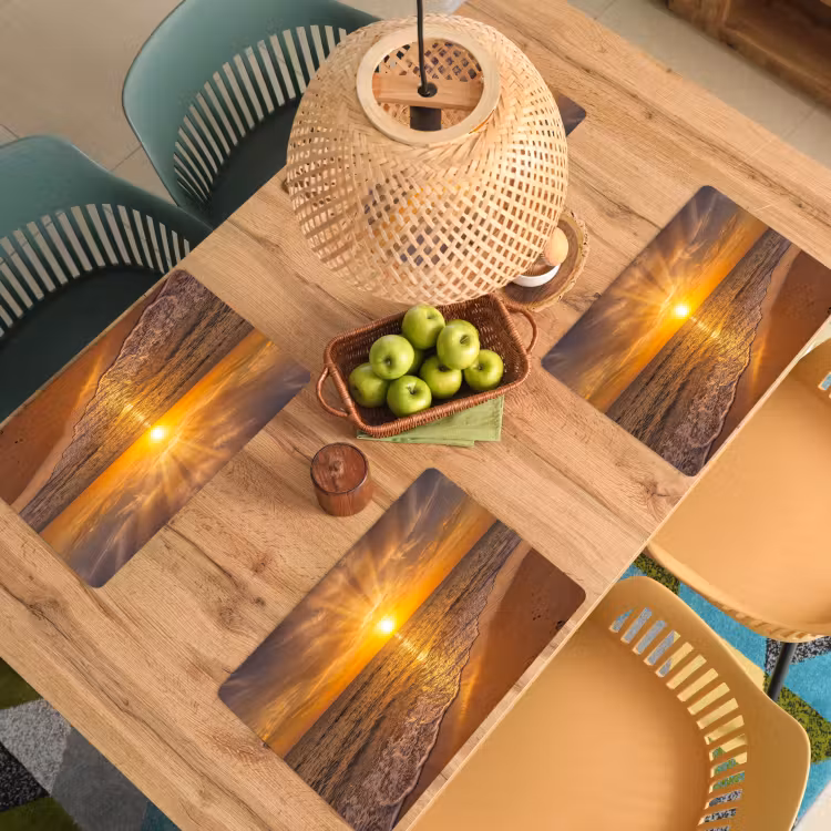 Zee - Zonsondergang - Golven - Kust - Oranje Placemat vinyl groot -zzsfeer5_Kitchenyeah-website