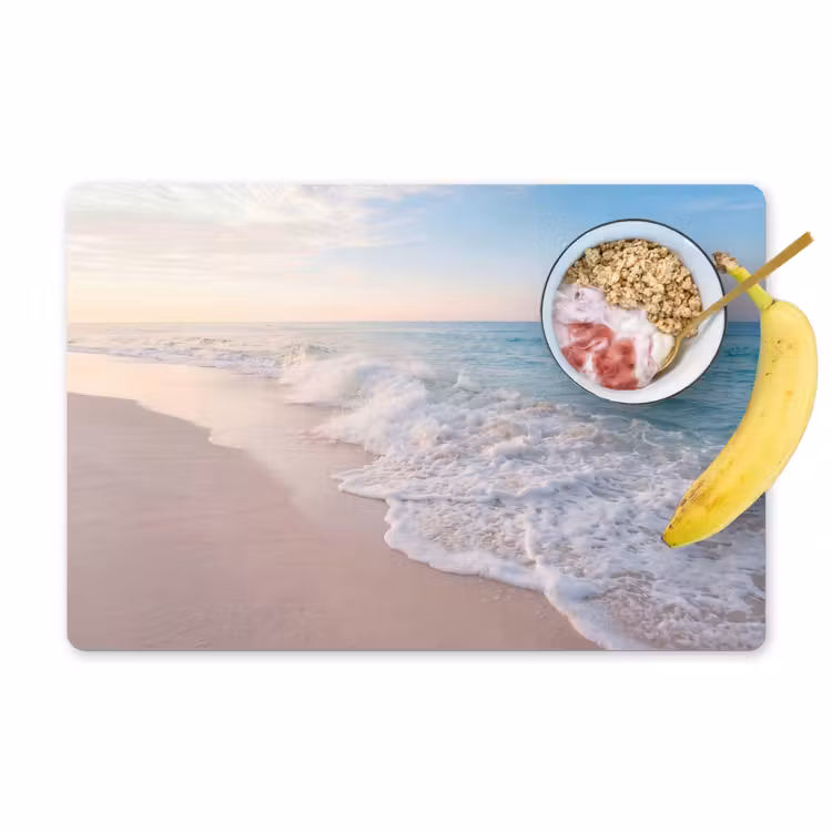 Zee - Golven - Strand - Natuur - Wit Placemat vinyl groot -zzzproduct_Kitchenyeah-website