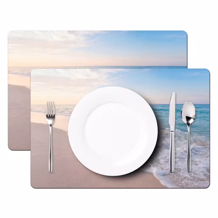 Zee - Golven - Strand - Natuur - Wit Placemat vinyl groot -zzsfeer2_Kitchenyeah-website
