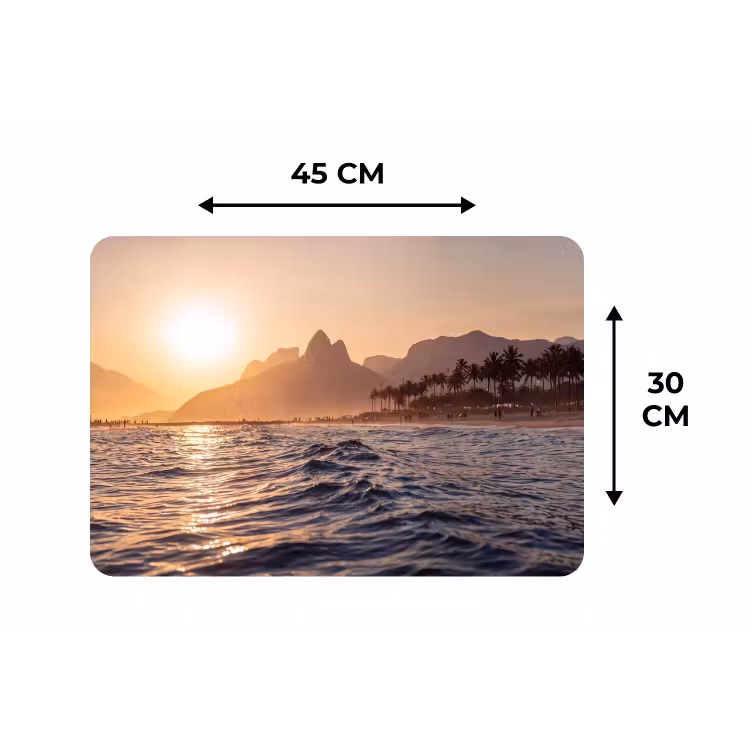 Zee - Golven - Zonsondergang - Kust - Goud Placemat vinyl groot -specs