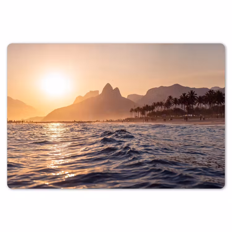 Zee - Golven - Zonsondergang - Kust - Goud Placemat vinyl groot -zzsfeer1_Kitchenyeah-website