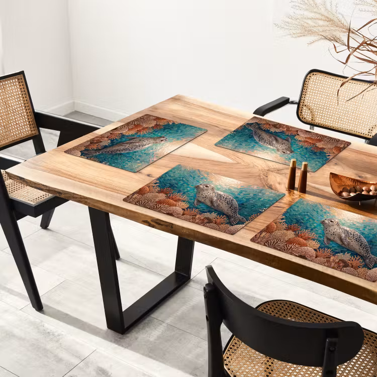 Zeehond - Mozaïek - Onderwater - Dieren - Blauw Placemat vinyl groot -zzsfeer4_Kitchenyeah-website