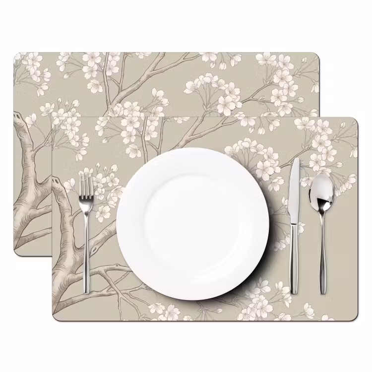 Sereen - Bloesem - Wit Placemat vinyl groot -zzsfeer2_Kitchenyeah-website