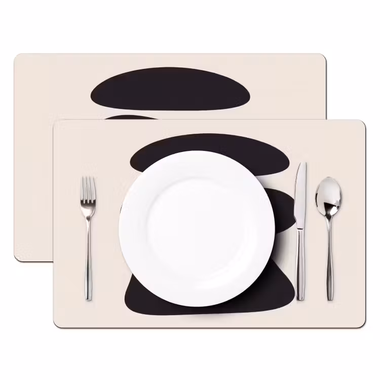 Placemat - 6 pieces - Shapes - Organic - Black - Vormen - Organisch - Zwart Placemat vinyl groot