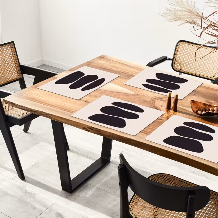 Placemat - 6 pieces - Shapes - Organic - Black - Vormen - Organisch - Zwart Placemat vinyl groot