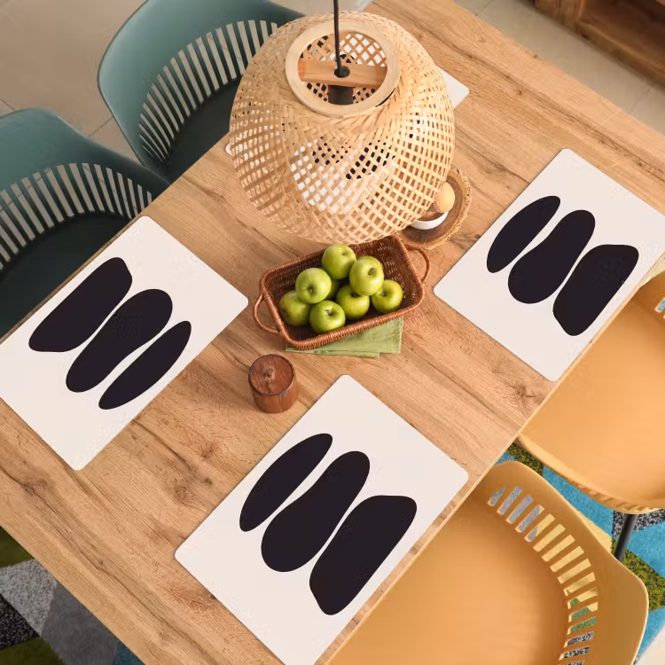 Placemat - 6 pieces - Shapes - Organic - Black - Vormen - Organisch - Zwart Placemat vinyl groot