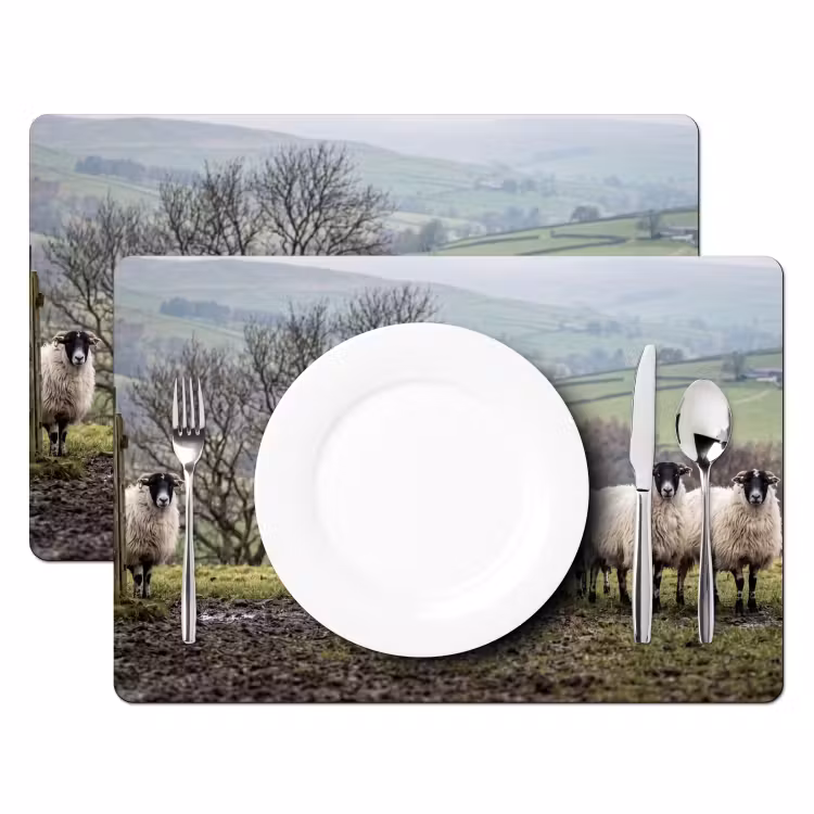 Schapen - Rij - Weide - Dieren - Platteland Placemat vinyl groot -zzsfeer2_Kitchenyeah-website