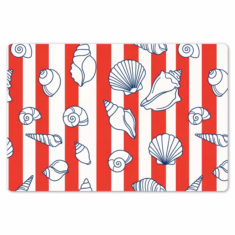 Schelp - Zeedieren - Zomer - Illustratie - Rood - Blauw Placemat vinyl groot -zzsfeer1_Kitchenyeah-website