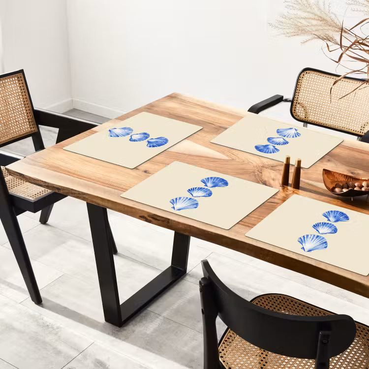 Schelpen - Blauw - Beige Placemat vinyl groot -zzsfeer4_Kitchenyeah-website