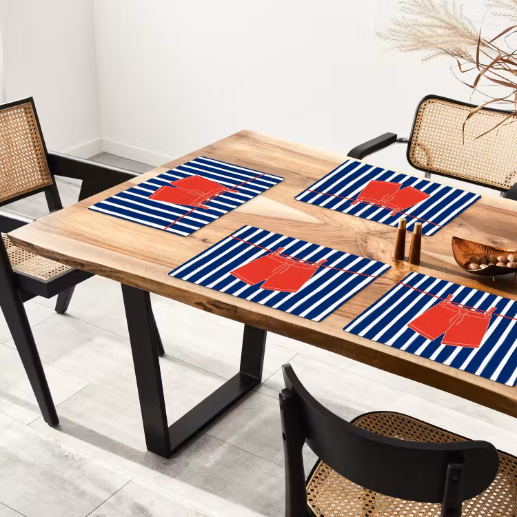 Shorts - Waslijn - Zomer - Illustratie - Rood Placemat vinyl groot -zzsfeer4_Kitchenyeah-website