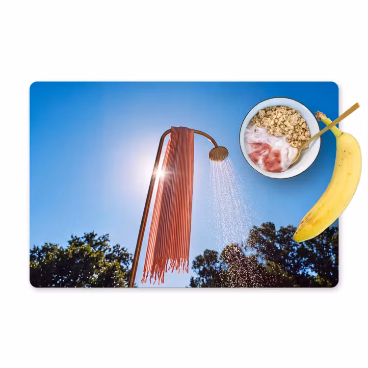 Douche - Water - Zomer - Blauw Placemat vinyl groot -zzzproduct_Kitchenyeah-website