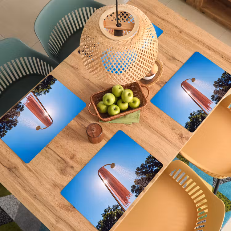 Douche - Water - Zomer - Blauw Placemat vinyl groot -zzsfeer5_Kitchenyeah-website