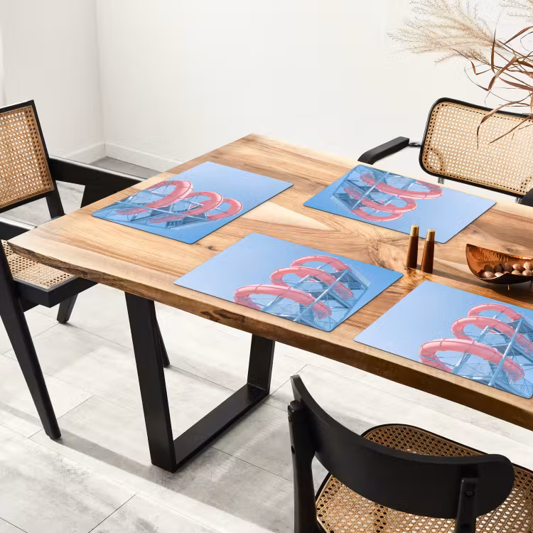 Glijbaan - Waterpark - Spiraal - Modern - Roze Placemat vinyl groot -zzsfeer4_Kitchenyeah-website