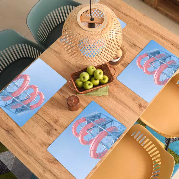 Glijbaan - Waterpark - Spiraal - Modern - Roze Placemat vinyl groot -zzsfeer5_Kitchenyeah-website