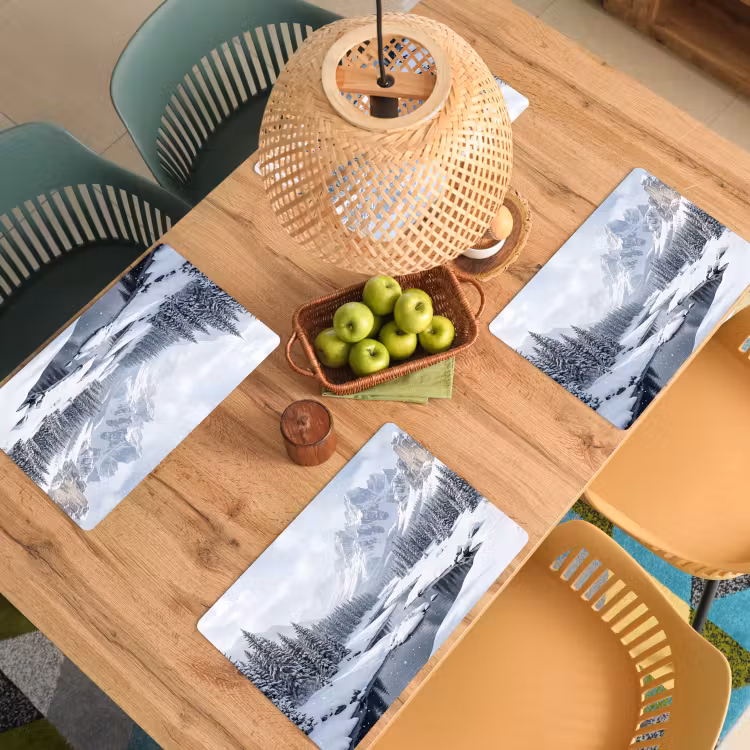Sneeuwlandschap - Bergen - Rivier - Winter Placemat vinyl groot -zzsfeer5_Kitchenyeah-website