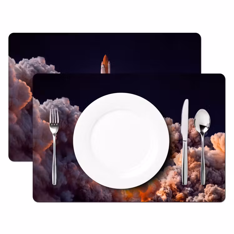 Placemat - 6 pieces - Spacecraft - Launch - Stars - Ruimtevaartuig - Lancering - Sterren Placemat vinyl groot