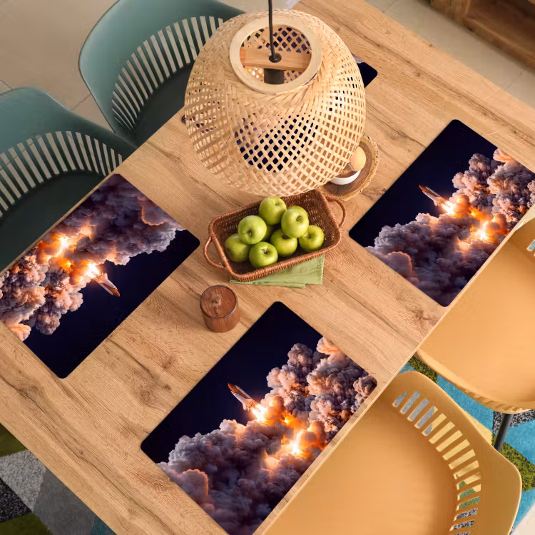 Placemat - 6 pieces - Spacecraft - Launch - Stars - Ruimtevaartuig - Lancering - Sterren Placemat vinyl groot