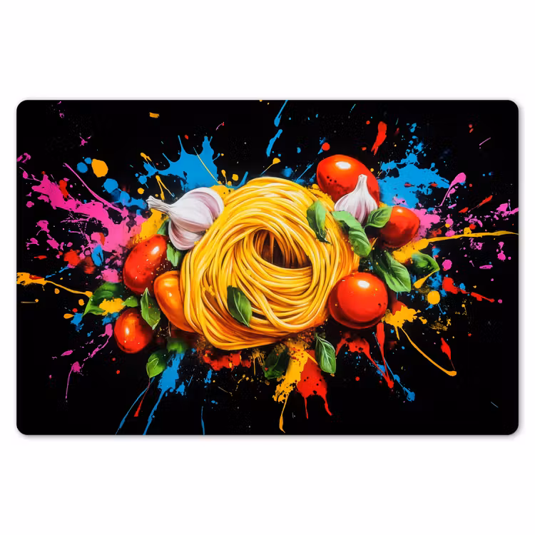 Spaghetti - Graffiti - Verf - Kleurrijk - Eten - Modern Placemat vinyl groot -zzsfeer1_Kitchenyeah-website