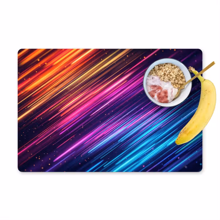 Snelheid - Kosmos - Kleurrijk Placemat vinyl groot -zzzproduct_Kitchenyeah-website