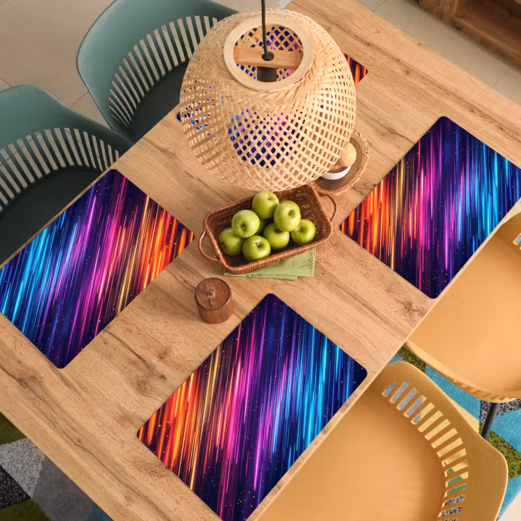 Snelheid - Kosmos - Kleurrijk Placemat vinyl groot -zzsfeer5_Kitchenyeah-website