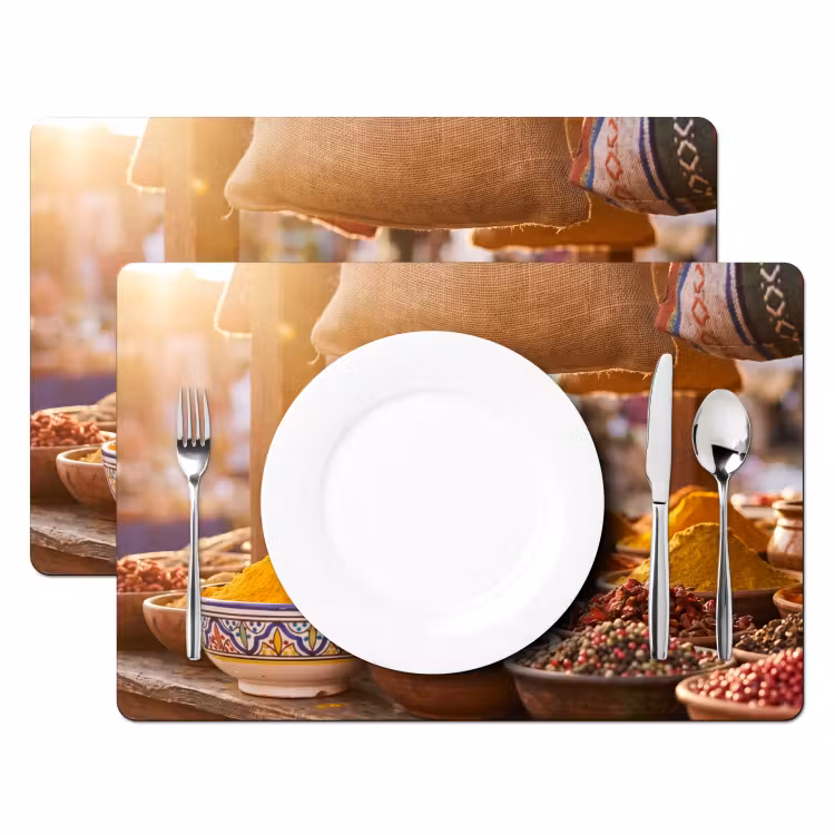 Placemat - 6 pieces - Spices - Market - Colorful - Specerijen - Markt - Kleurrijk Placemat vinyl groot