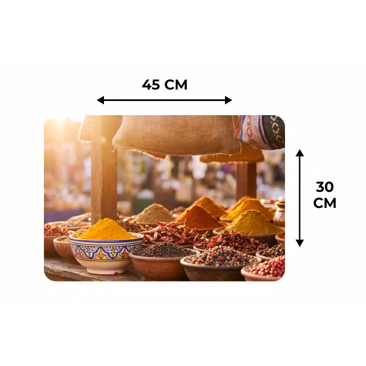 Placemat - 6 pieces - Spices - Market - Colorful - Specerijen - Markt - Kleurrijk Placemat vinyl groot
