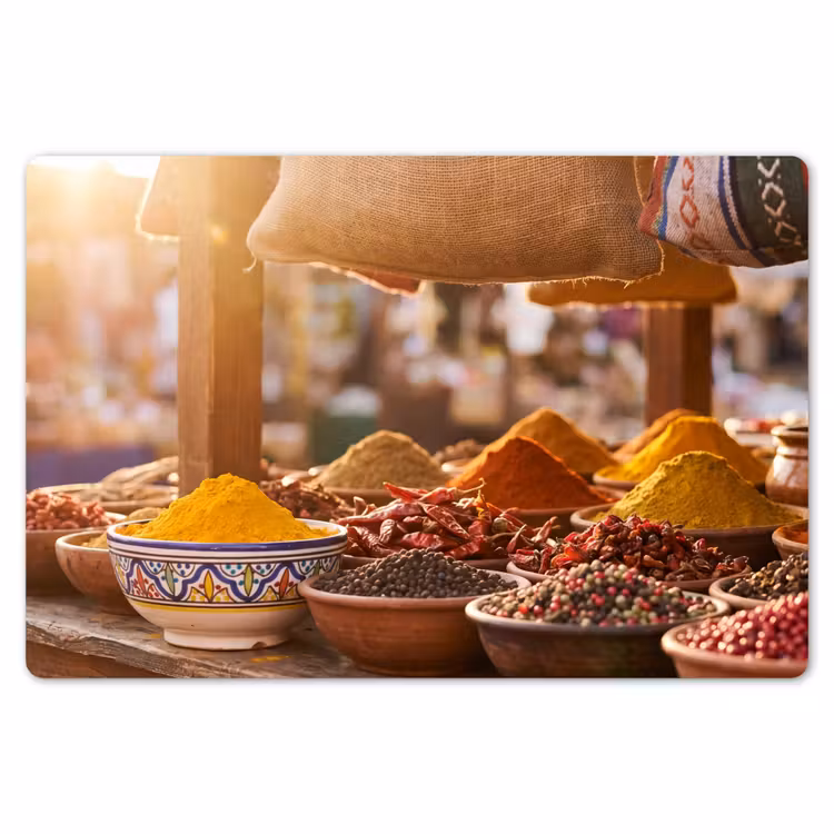 Placemat - 6 pieces - Spices - Market - Colorful - Specerijen - Markt - Kleurrijk Placemat vinyl groot