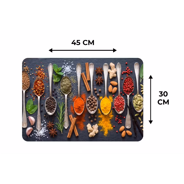 Kruiden - Lepels - Culinair - Kleurrijk - Sfeervol Placemat vinyl groot -specs