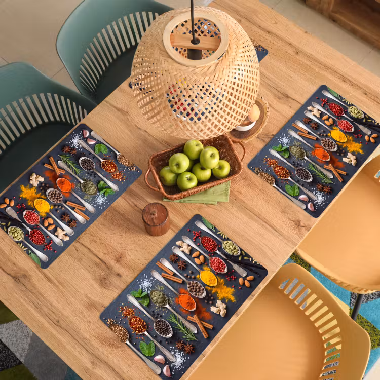Kruiden - Lepels - Culinair - Kleurrijk - Sfeervol Placemat vinyl groot -zzsfeer5_Kitchenyeah-website