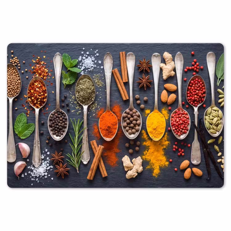 Kruiden - Lepels - Culinair - Kleurrijk - Sfeervol Placemat vinyl groot -zzsfeer1_Kitchenyeah-website