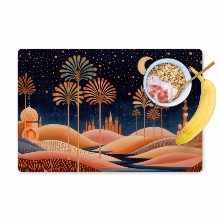 Sterrenhemel - Palmen - Rivier Placemat vinyl groot -zzzproduct_Kitchenyeah-website