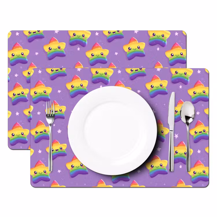 Sterren - Regenboog - Paars Placemat vinyl groot 368 -zzsfeer2_Kitchenyeah-website