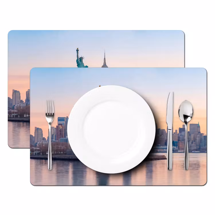 Vrijheidsbeeld - New York - Zonsopgang - Stad - Architectuur Placemat vinyl groot -zzsfeer2_Kitchenyeah-website