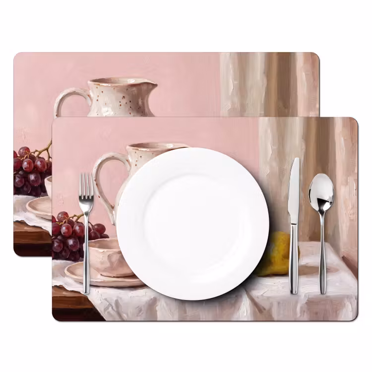 Placemat - 6 pieces - Still Life - Fruit - Pink - Stilleven - Fruit - Roze Placemat vinyl groot