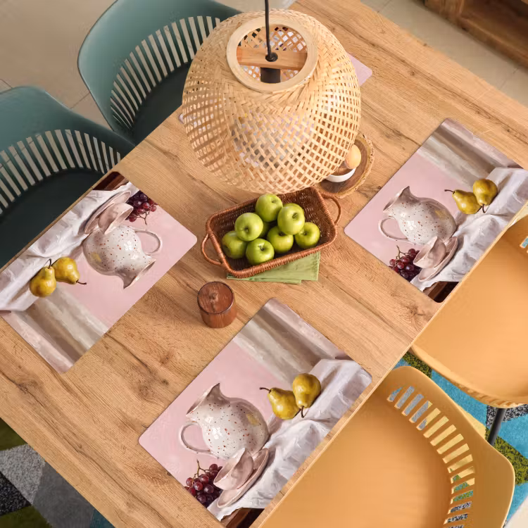 Placemat - 6 pieces - Still Life - Fruit - Pink - Stilleven - Fruit - Roze Placemat vinyl groot