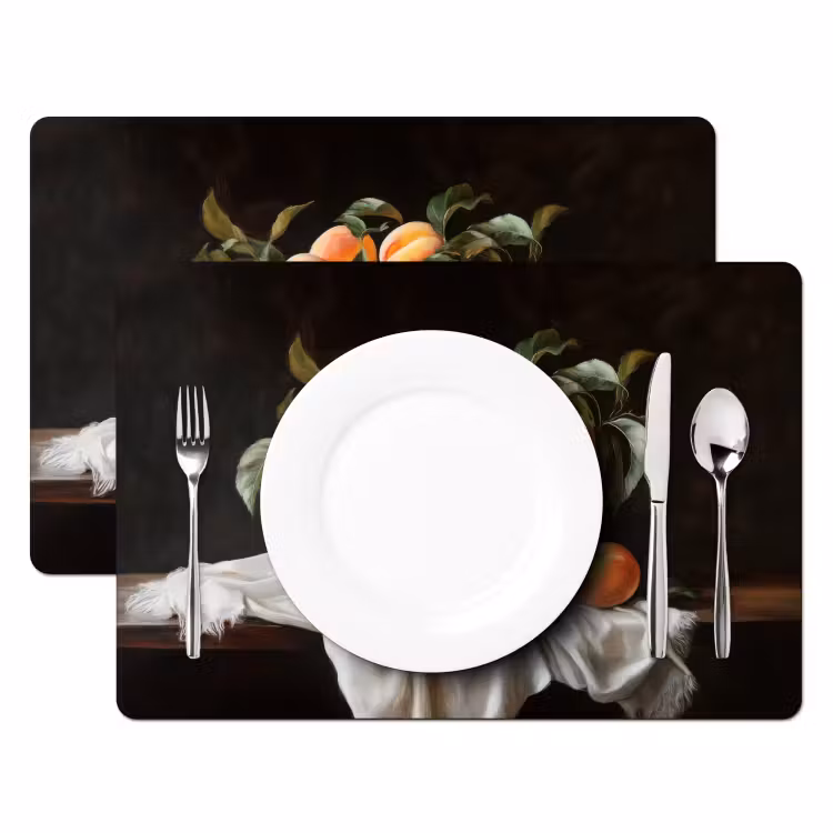 Stilleven - Perziken - Vintage Placemat vinyl groot -zzsfeer2_Kitchenyeah-website