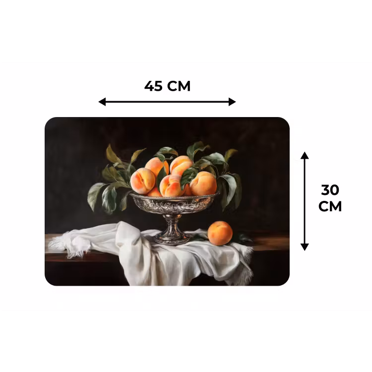 Stilleven - Perziken - Vintage Placemat vinyl groot -specs