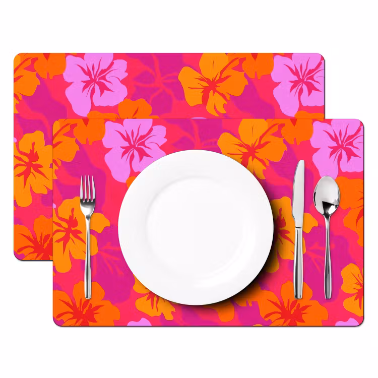 Zomers - Hibiscus - Kleurrijk Placemat vinyl groot 368 -zzsfeer2_Kitchenyeah-website